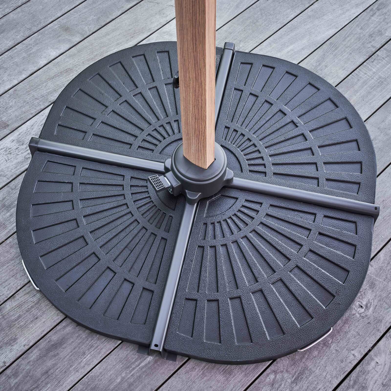 Conjunto de sombrilla colgante inclinable cuadrado (3 x 3 m) + 4 losas lastradas