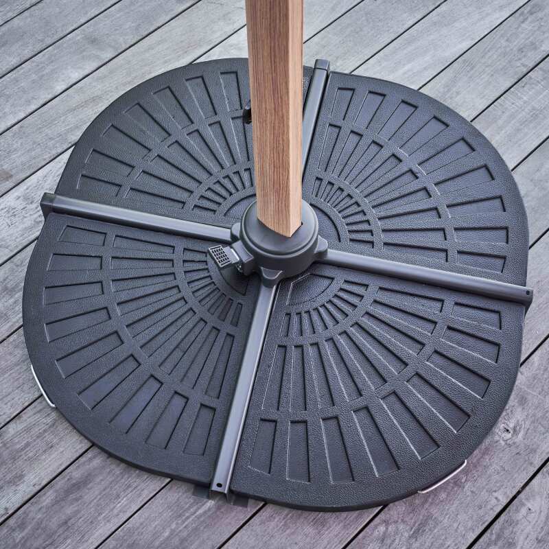 Conjunto de sombrilla colgante inclinable cuadrado (3 x 3 m) + 4 losas lastradas
