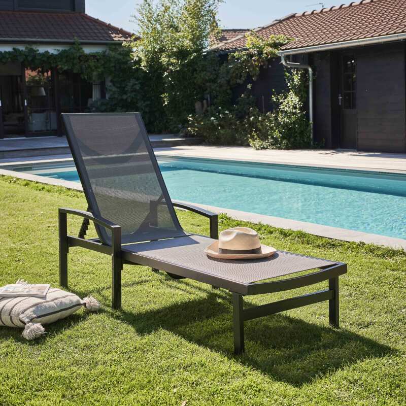 Lote de 2 tumbonas con reposabrazos, reclinables 5 posiciones