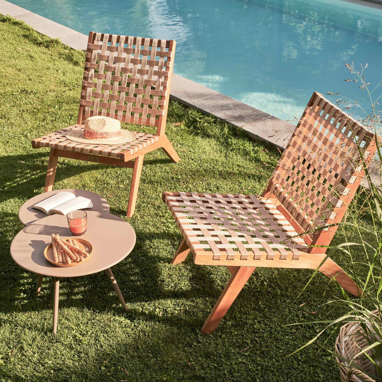 Mesas nido de jardín redondas Ø50 x 34 cm y Ø40 x 29,5 cm