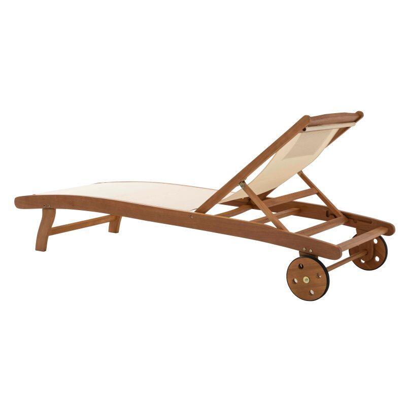 Lote de 2 tumbonas de madera FSC con ruedas, reclinables 5 posiciones