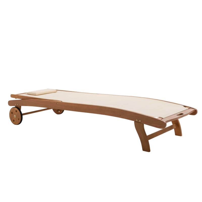 Lote de 2 tumbonas de madera FSC con ruedas, reclinables 5 posiciones
