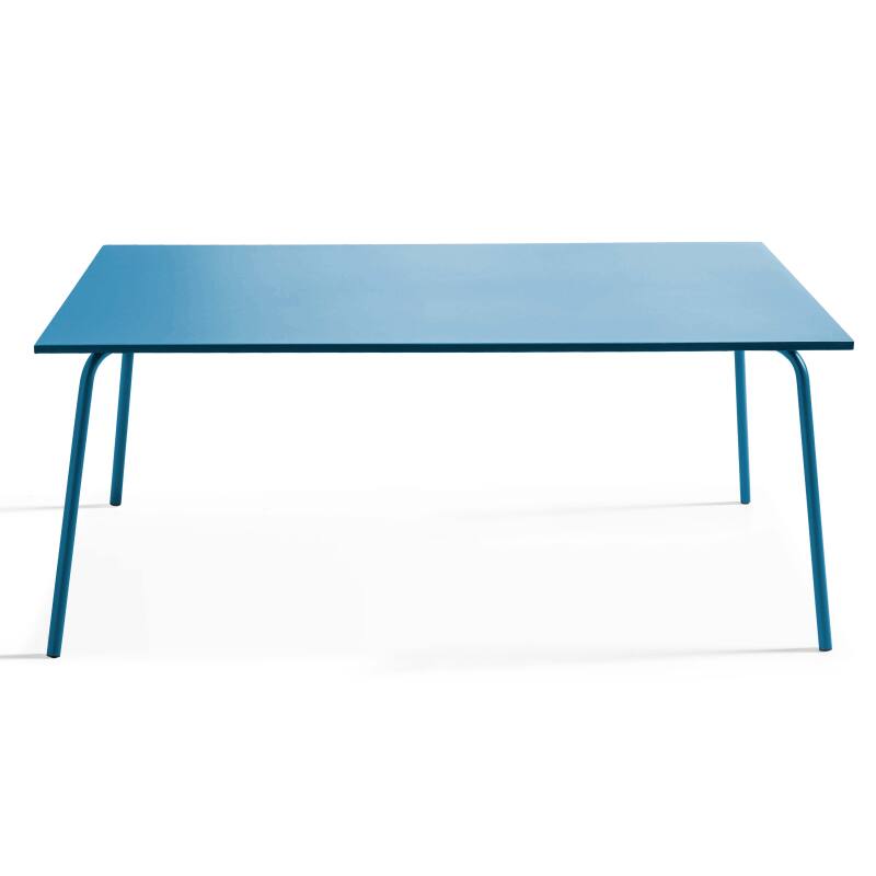 Mesa de jardín rectangular 180 x 90 cm y 8 sillas de metal apilables (3/7)