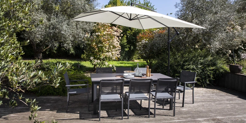 Conjunto parasol descentrado cuadrado (3 x 3 m)