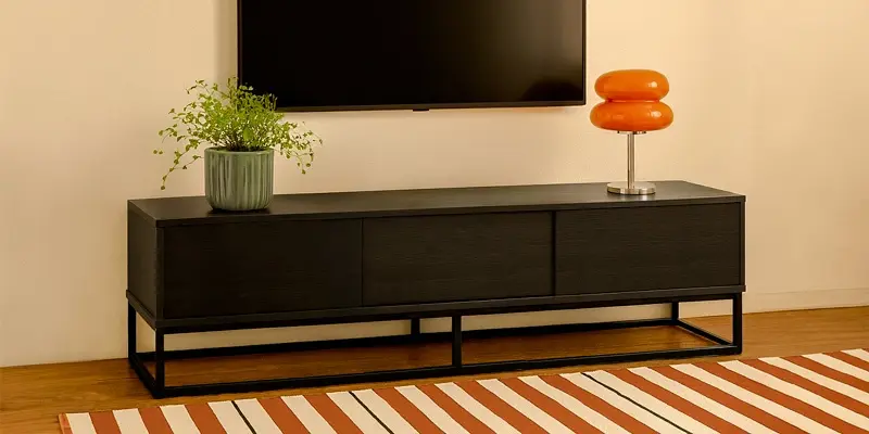 Mueble TV efecto madera negra colección Jasper