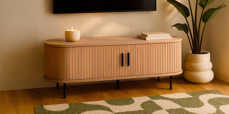 Mueble TV efecto madera y metal colección Marius