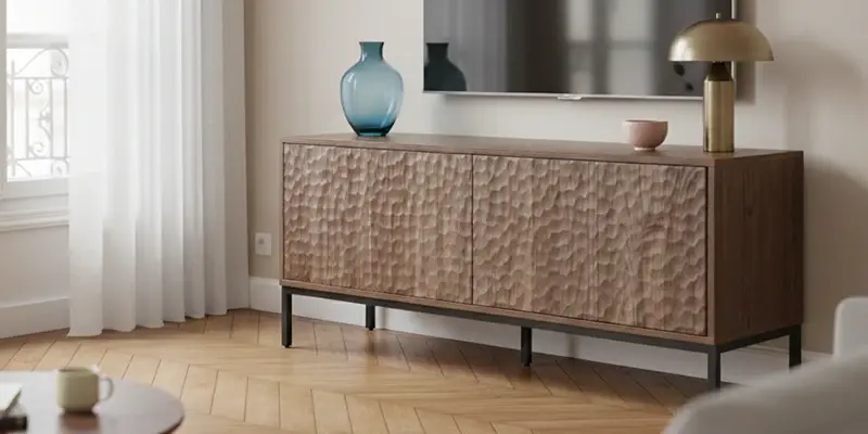 Mueble TV compacto efecto madera 120cm