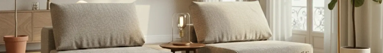 sillones de sofá modular de tela color crudo