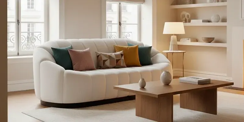 Sofá nube de 2 plazas en tela blanca