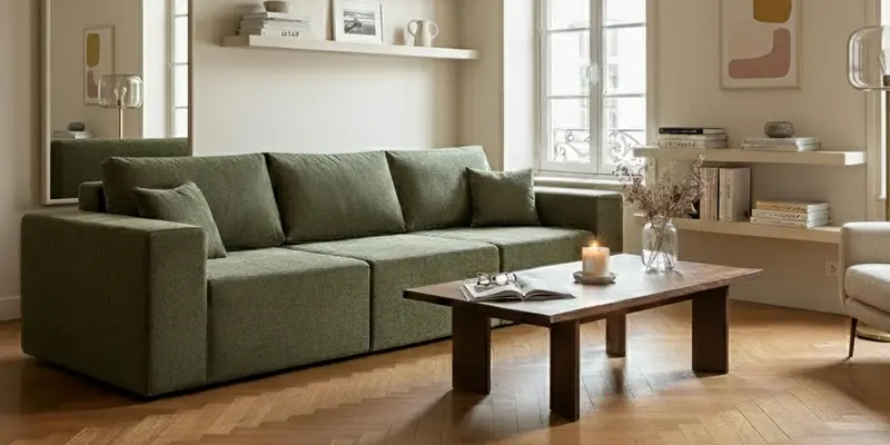 Sofá modular de 3 plazas color verde