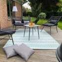 Alfombra de exterior azul con estampado geométrico reversible rectangular - Lifestyle