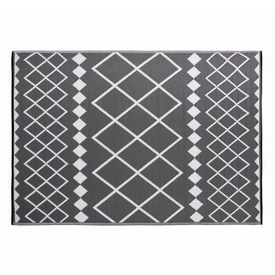 Alfombra de exterior gris de estilo bohemio reversible rectangular | Oviala