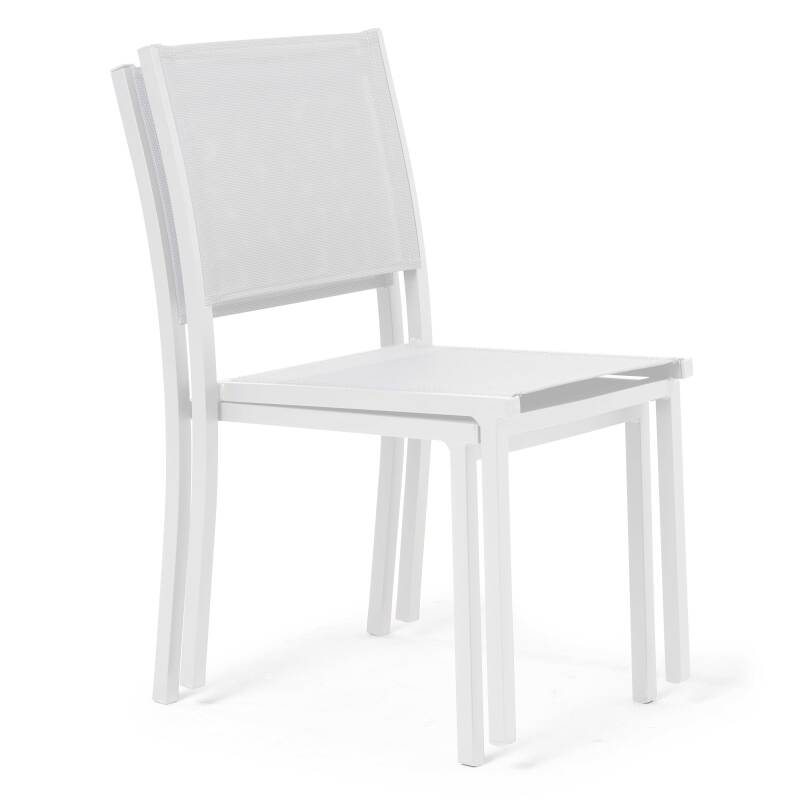 Mesa de jardín de aluminio y piedra de 180 x 90 cm con 6 sillas y 2 sillas con reposabrazos (3/7)