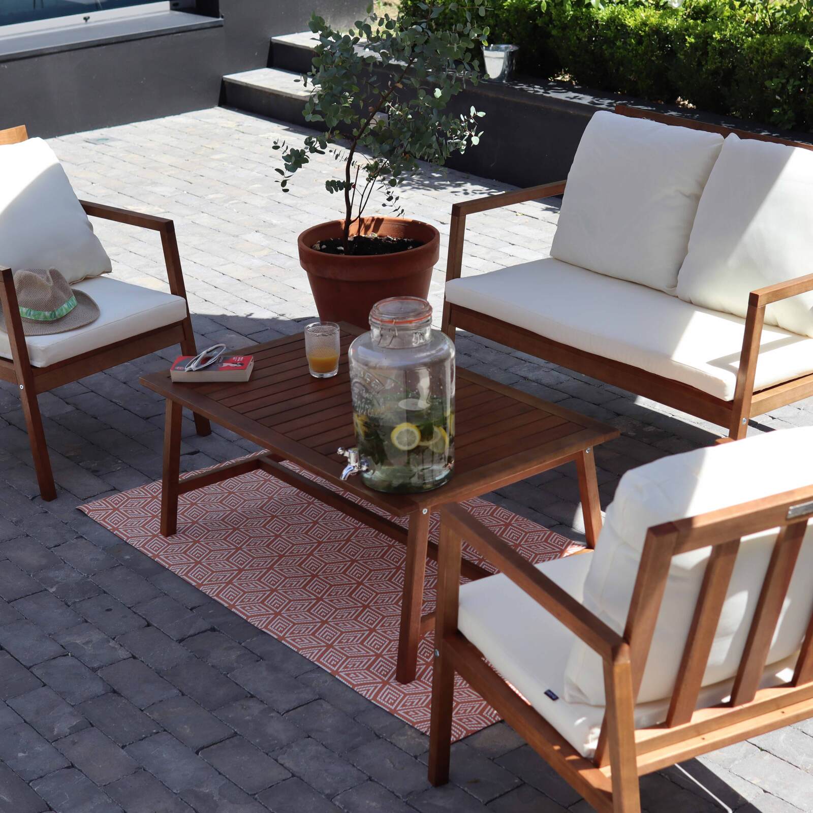 Alfombra rectangular para exteriores con diseños de PVC