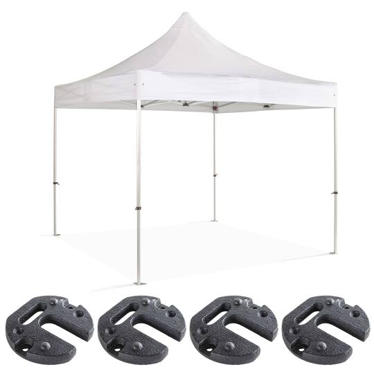 Carpa plegable de 4x4m con tela de 300g/m² y estructura de 40mm + 4 pesos de contrapeso