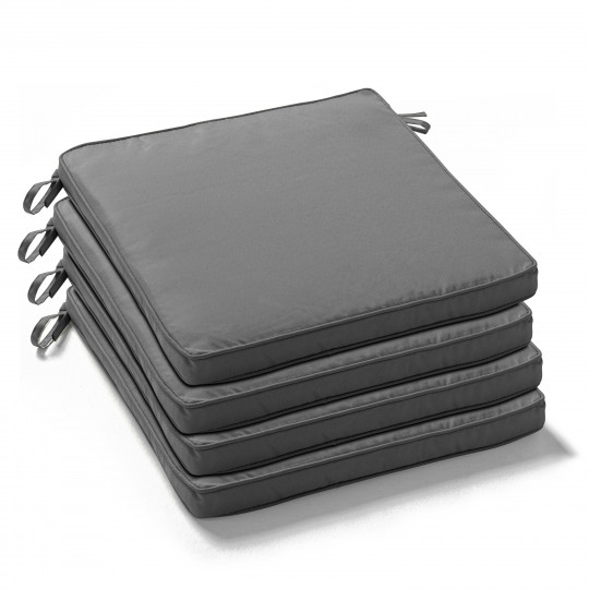 Lote de 4 cojines de silla de exterior lisos | Oviala