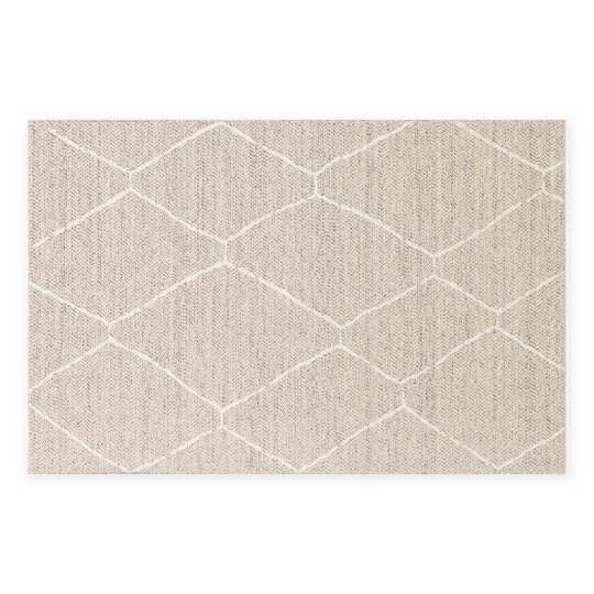 Alfombra de exterior beige de estilo bohemio rectangular | Oviala
