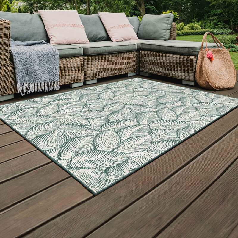 Alfombra de exterior con estampado floral reversible rectangular - Lifestyle