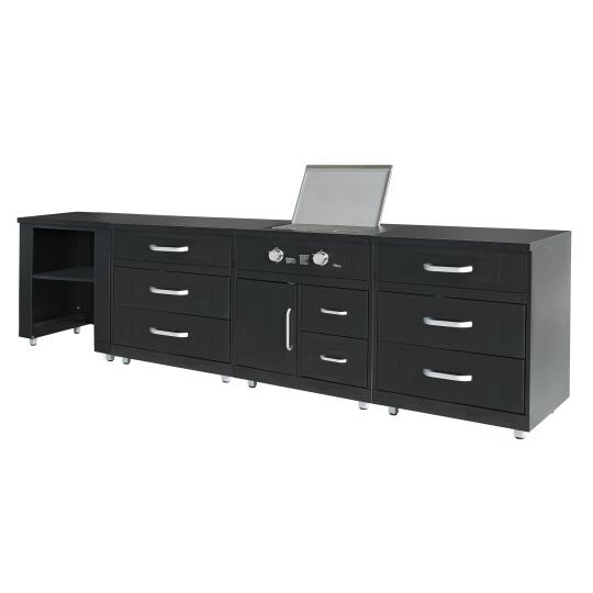 Cocina de exterior de metal con cocina a gas y almacenaje - 4 módulos | Oviala