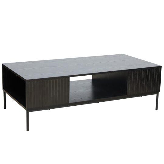Mesa de centro de metal y efecto madera rectangular 120x60 cm | Oviala