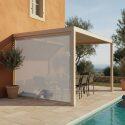 Pérgola bioclimática 4x3 m adosada manual en aluminio crema con toldo - Lifestyle