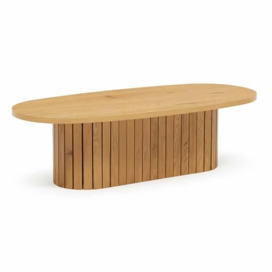 Mesa de centro efecto madera FSC® ovalada 120x60 cm | Oviala