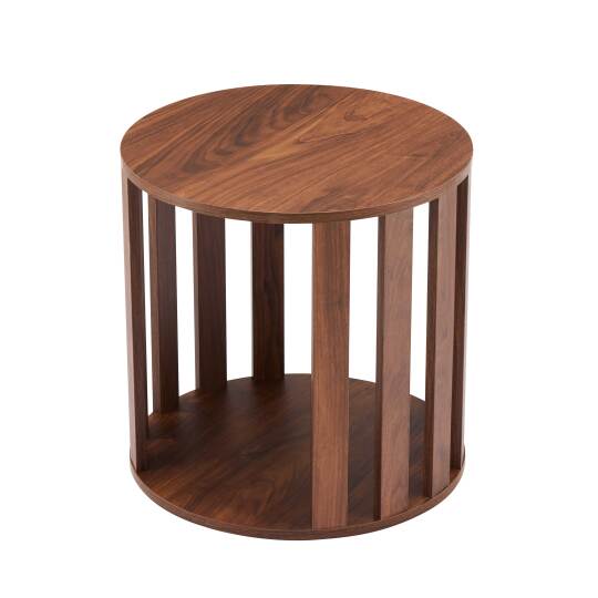 Mesa de centro efecto madera redonda Ø50 cm | Oviala