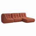 Sofá modular de 3 plazas de tejido de acanalado con chaise longue