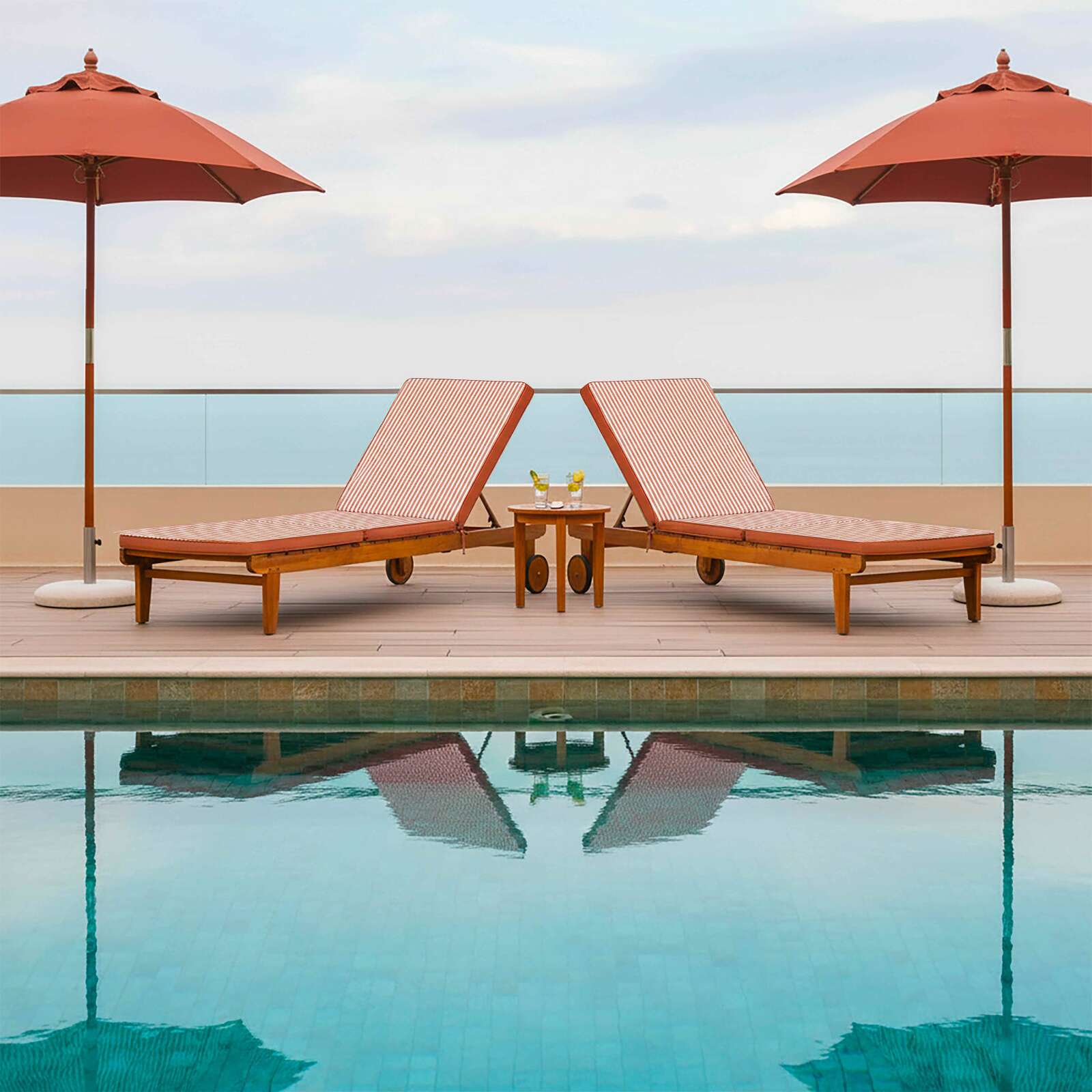 Cojín de exterior para tumbona 186 x 53 cm - Lote de 2