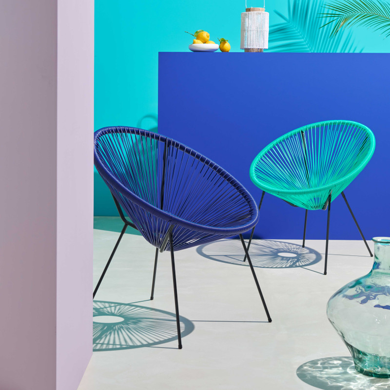 sillón de hilo de jardín azul (5/7)