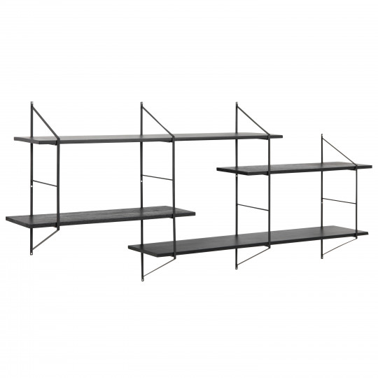 Estantería de pared de madera maciza y estructura metálica | Oviala